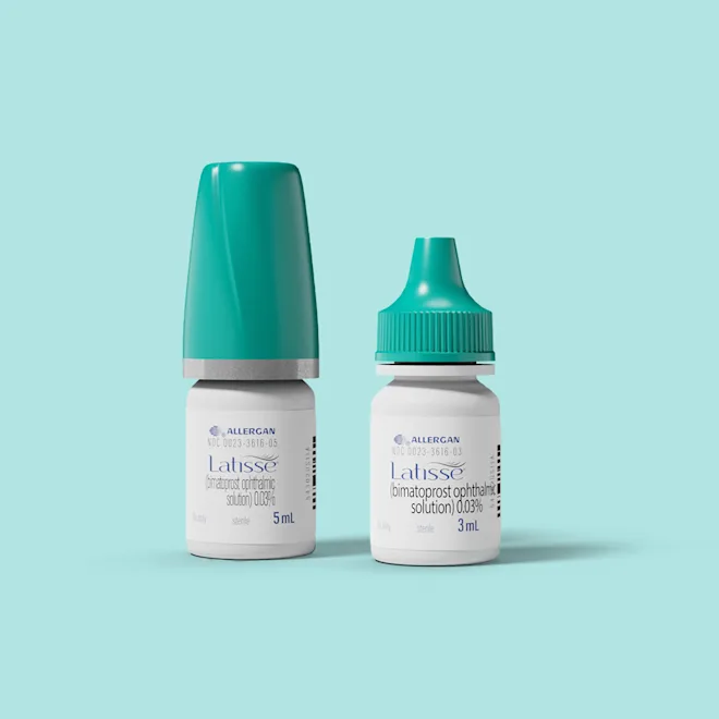 Latisse bottles on blue background