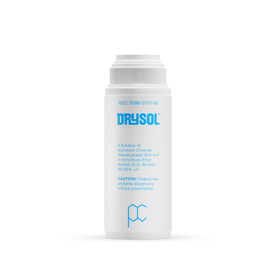 Drysol, 20% aluminum chloride hexahydrate, prescription antiperspirant