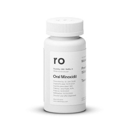 oral minoxidil pill bottle with Ro