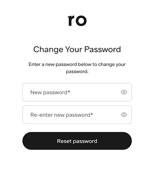 Change your password screen