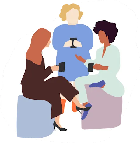 Illustrated women having conversation