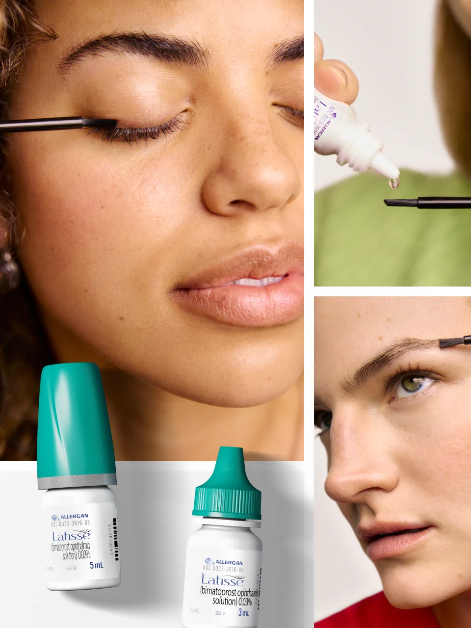 women using Latisse on their eyelashes and eyebrows