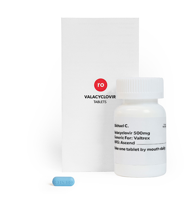 Valacyclovir pills in Ro packages
